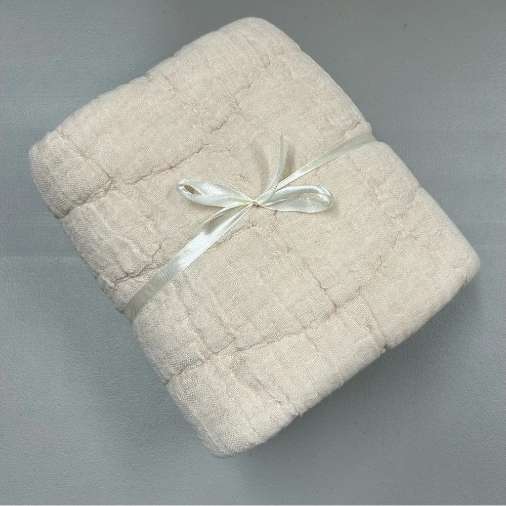 Pottery Barn Cozy Cloud Cotton Linen Quilted EURO Pillow Sham Cover Shell NEW